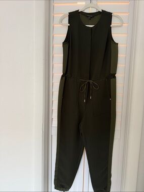 Banana Republic Olive Green Sleeveless Drawstring Jumpsuit